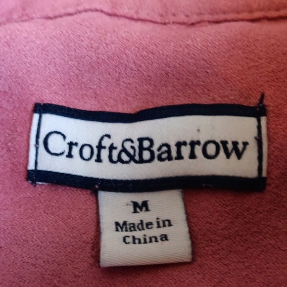 Faux Suede Pink Button Down Shirt By Croft & Barrow, Western Office Fall - Picture 7 of 8
